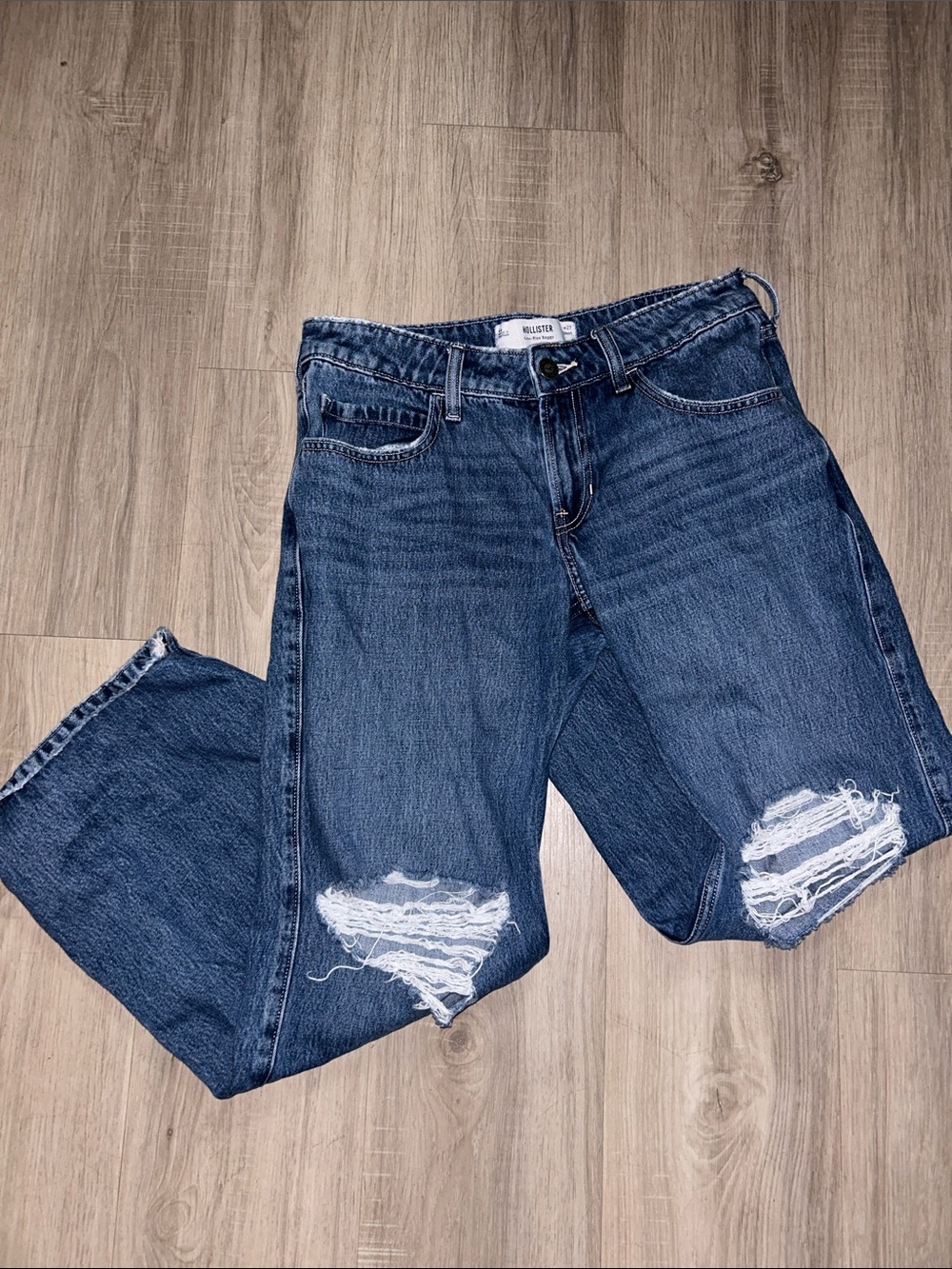 Hollister Distressed Dark Blue Ripped Jeans